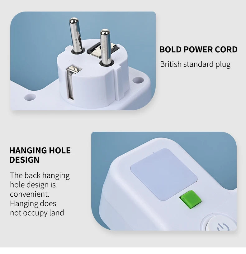 EU Plug Socket AC 3/4 Sockets Multi Plug Wall Power Plug